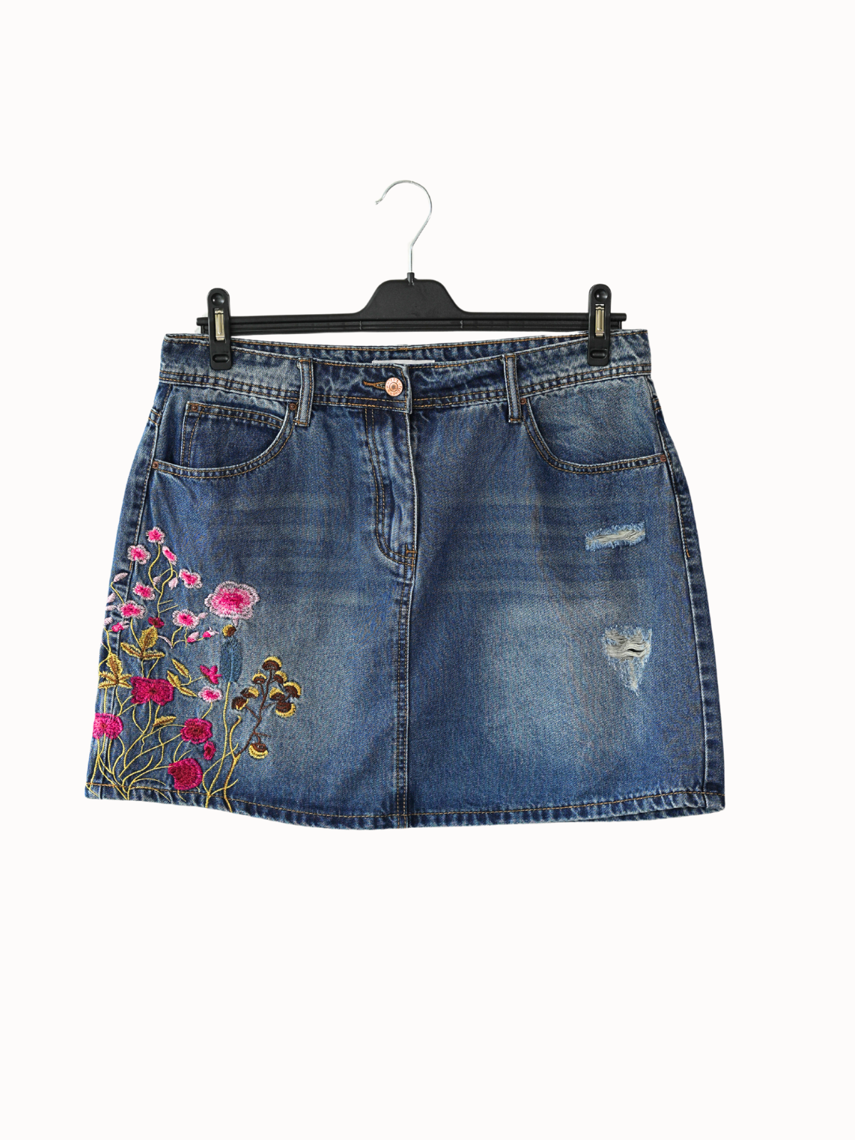 Floral Embroidered Denim – XL